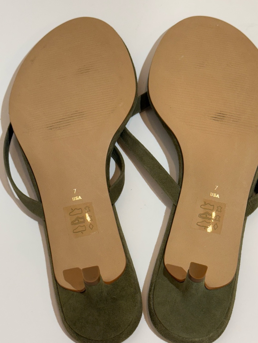 NWOB Anthropologie Olive Suede Slide Flip-Flop Kitten Heels - Picture 10 of 11
